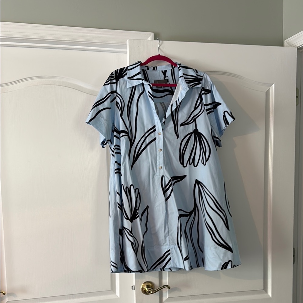 Anthropologie Blue and Black Mini Dress